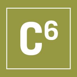A green square background with a white border and the uppercase letter "C" followed by a superscript "6" in the center.