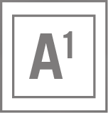 A gray uppercase letter "A" with a small superscript "1" to its upper right, all enclosed within a gray square border on a white background.