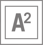 A gray capital letter "A" with a superscript "2" inside a square border, resembling the notation for "A squared.