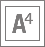Grey outline of a square with a smaller square inside it, containing the text "A4" in bold gray letters, with the number 4 in superscript, indicating A4 paper size.